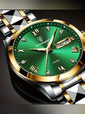 POEDAGAR Leisure Trend Quartz Watch Luminous Calendar Men's Watch Green Dial new